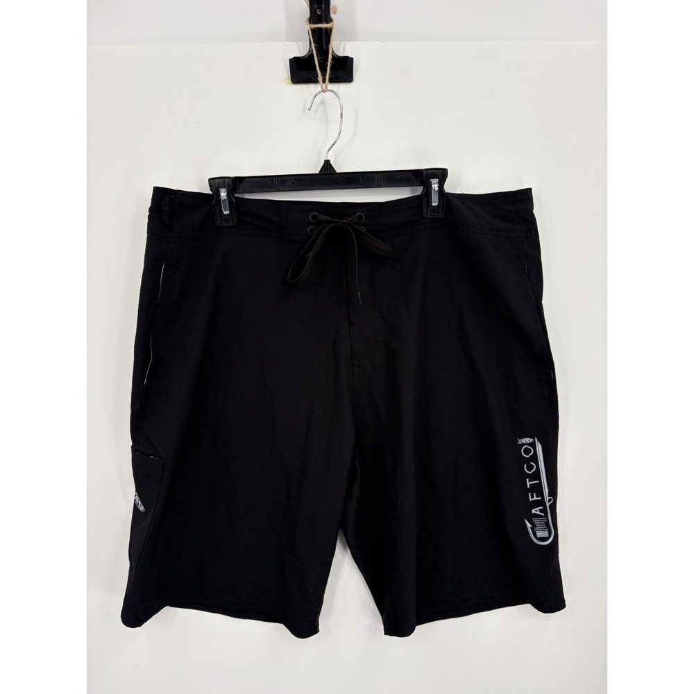 AFTCO Men's Hybrid Black Board Drawstring Swim Shorts, Pockets, Sz 38, WORN ONCE